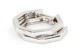 Diamond Octagon Huggie Earrings - 10k White Gold - 0.22ctw