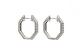 Diamond Octagon Huggie Earrings - 10k White Gold - 0.22ctw