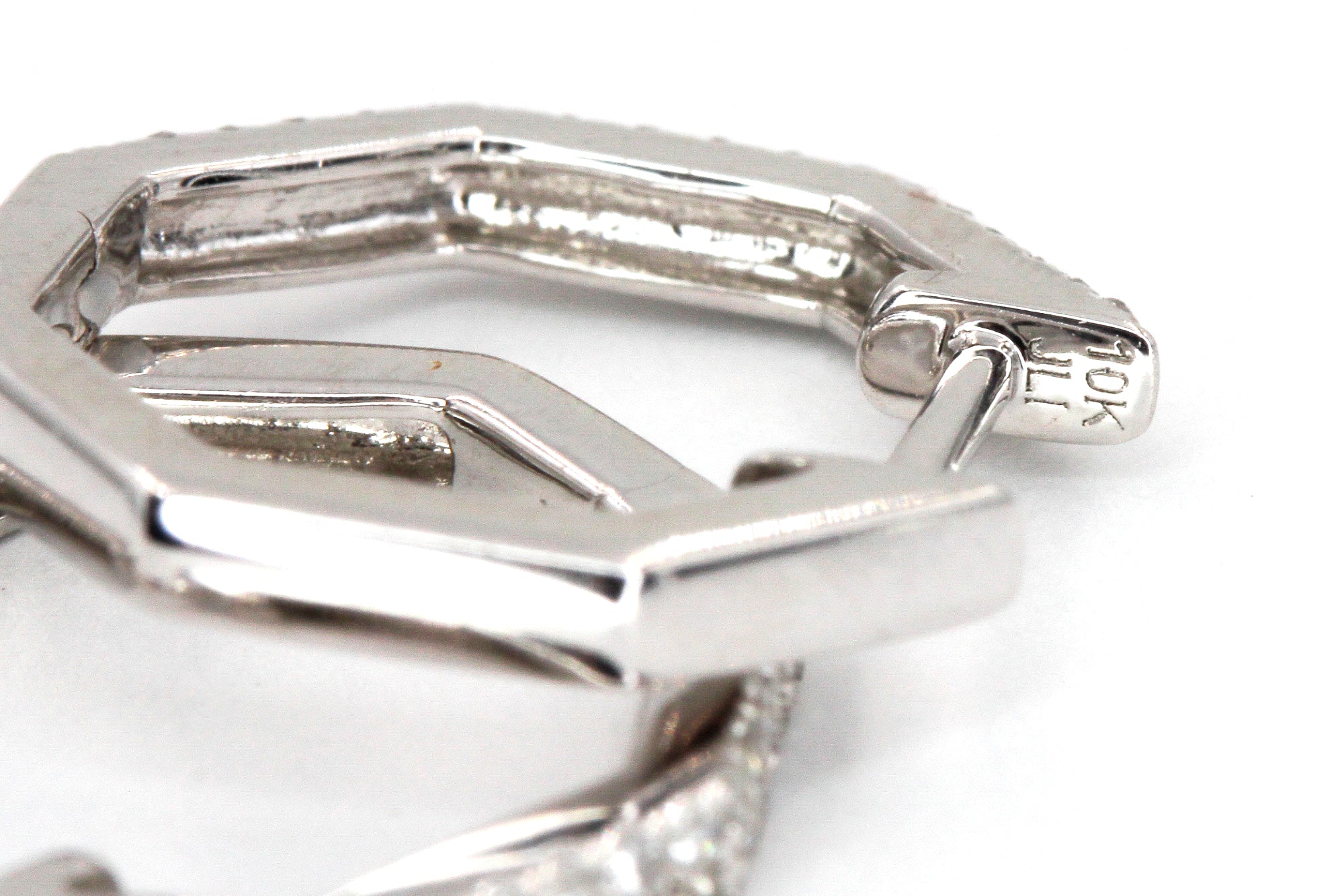 Diamond Octagon Huggie Earrings - 10k White Gold - 0.22ctw