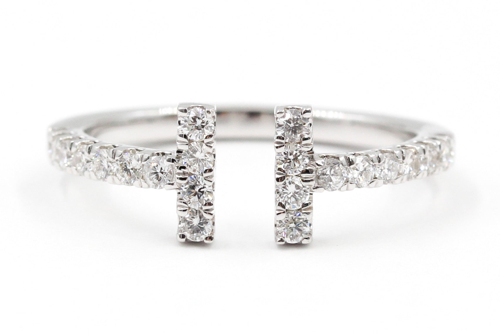 Diamond Open Bar Ring - 14k White Gold - 0.40ctw