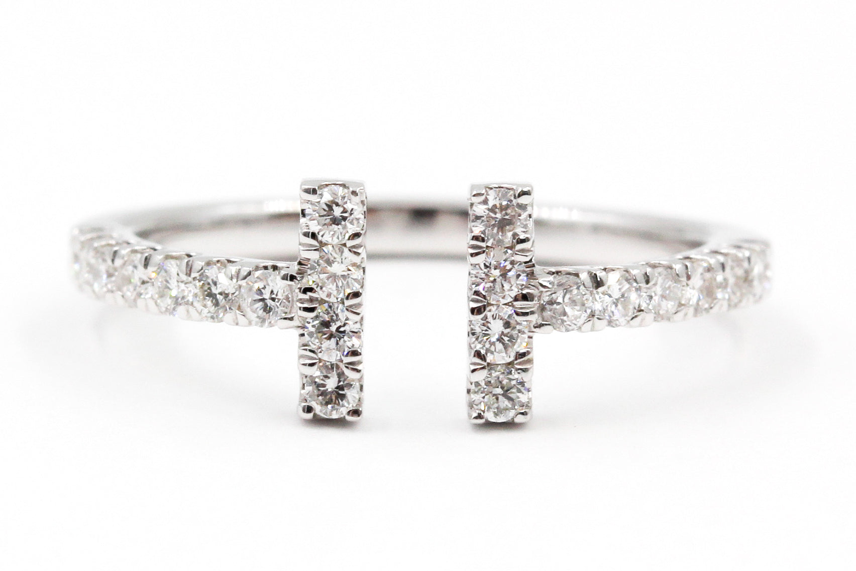 Diamond Open Bar Ring - 14k White Gold - 0.40ctw