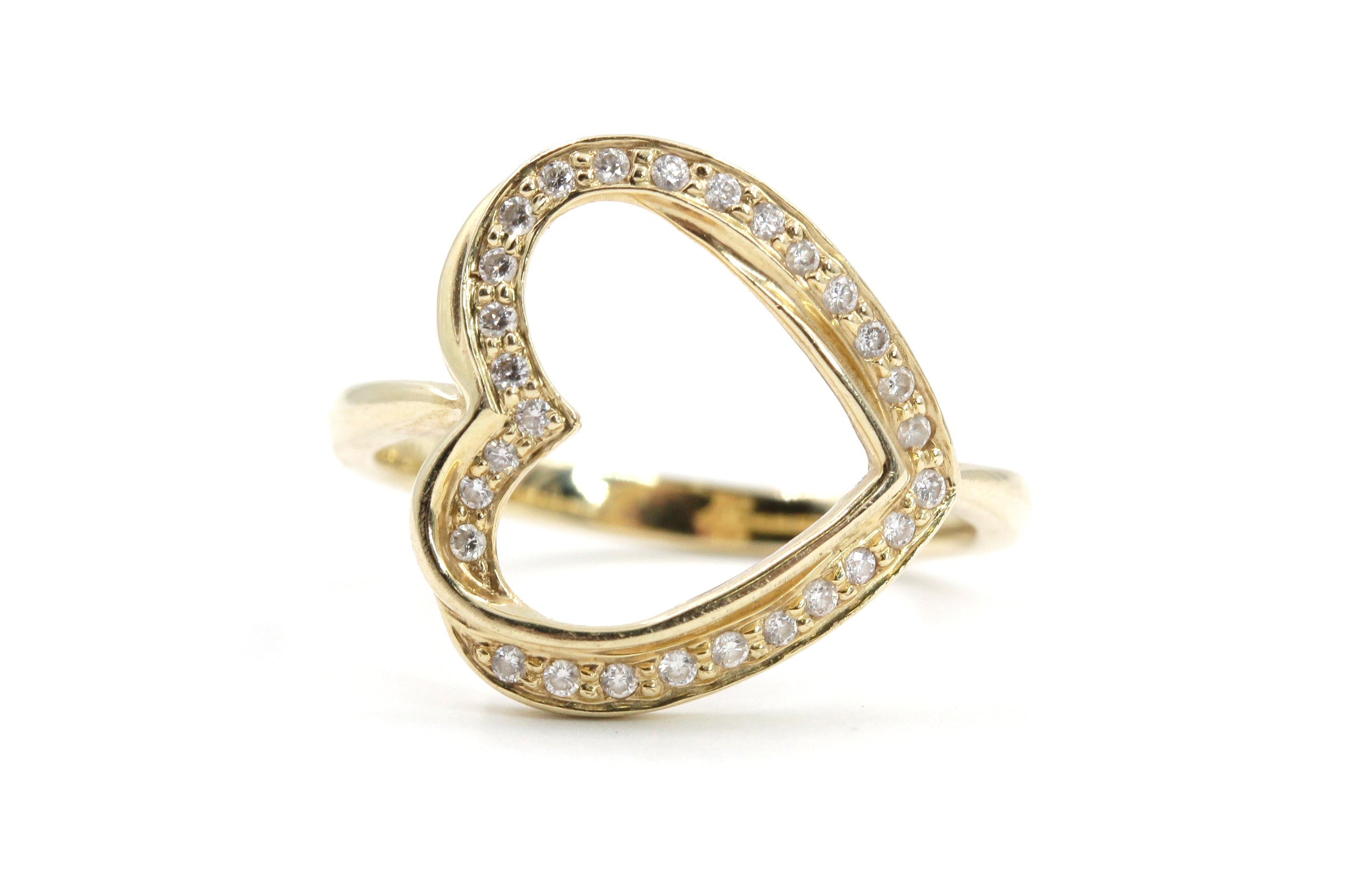 Diamond Open Heart Ring - 14k Gold