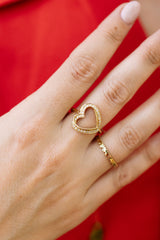 Diamond Open Heart Ring - 14k Gold