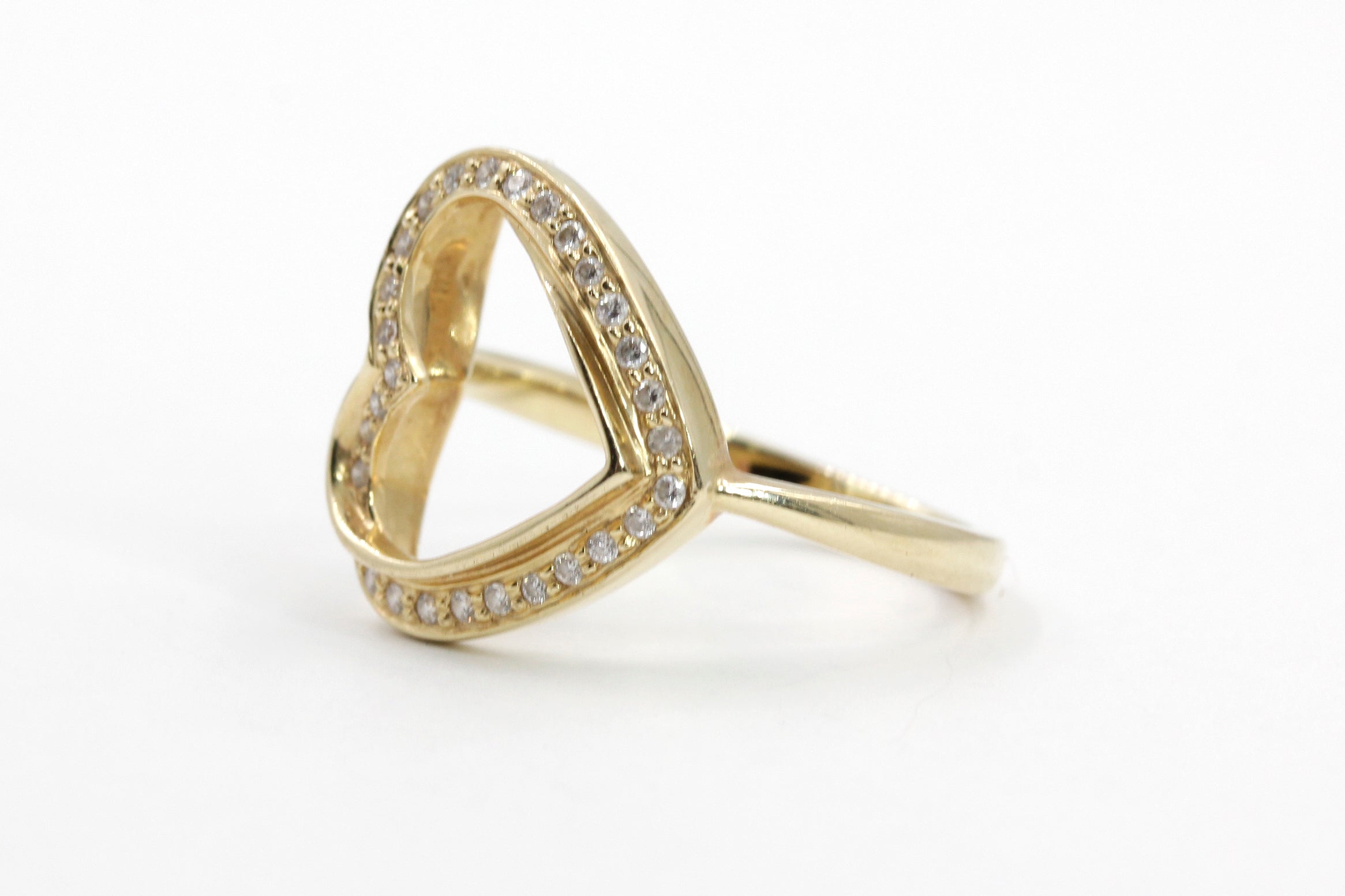 Diamond Open Heart Ring - 14k Gold