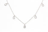 Diamond Pear Drop Necklace - 14k White Gold - 0.12ctw