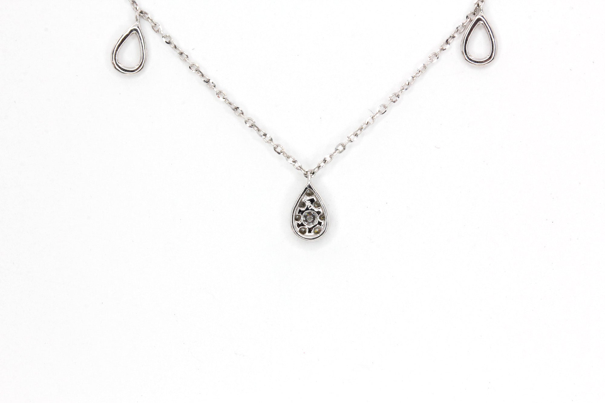Diamond Pear Drop Necklace - 14k White Gold - 0.12ctw