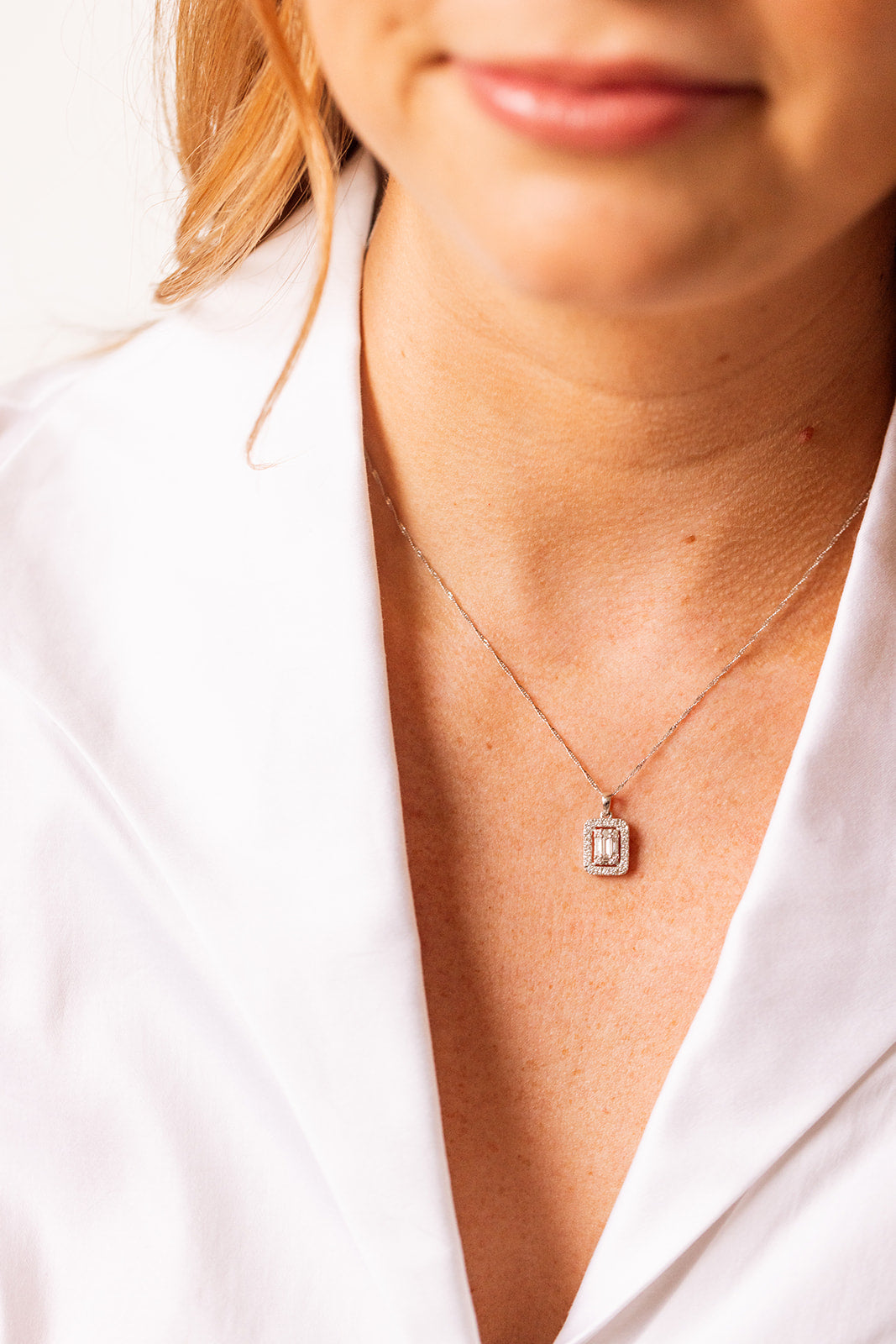 Diamond Pendant Necklace - 14k White Gold - 0.47ctw