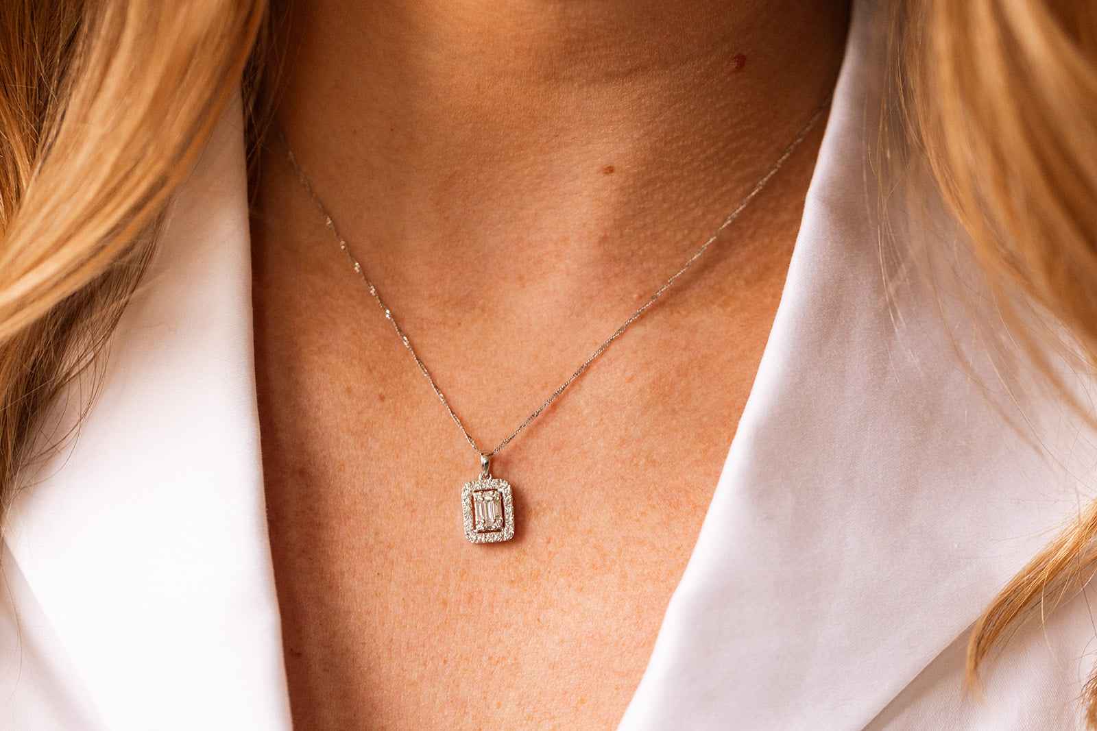 Diamond Pendant Necklace - 14k White Gold - 0.47ctw
