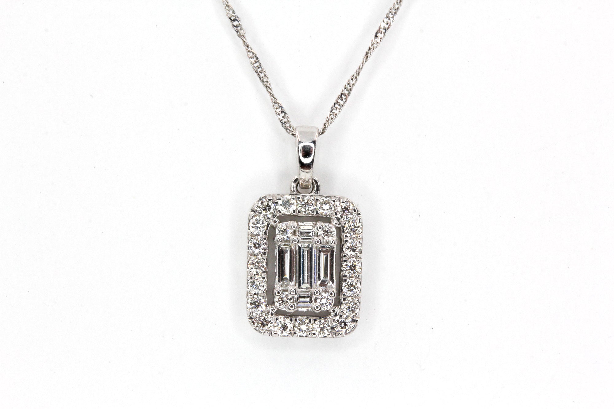 Diamond Pendant Necklace - 14k White Gold - 0.47ctw