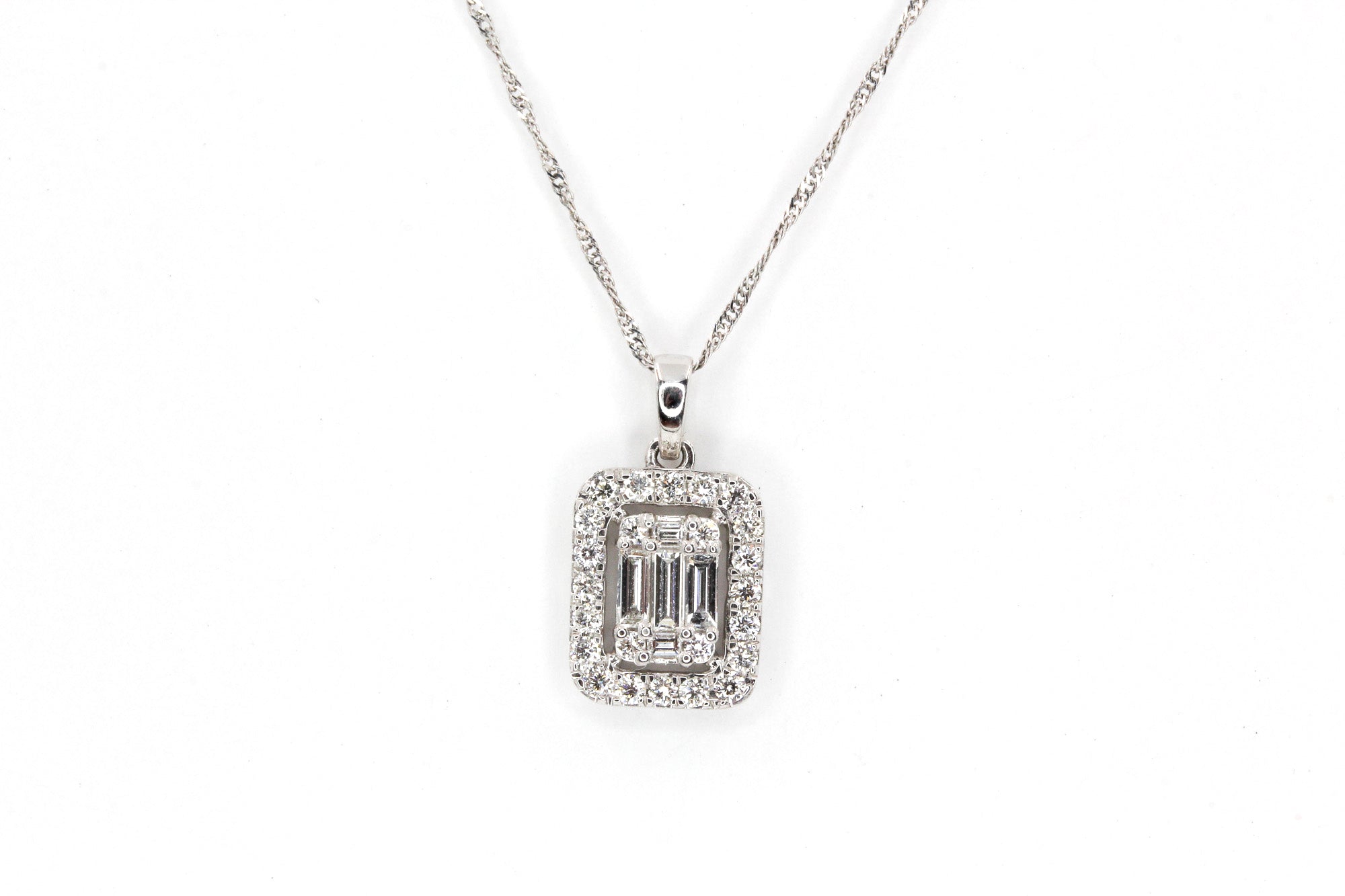 Diamond Pendant Necklace - 14k White Gold - 0.47ctw