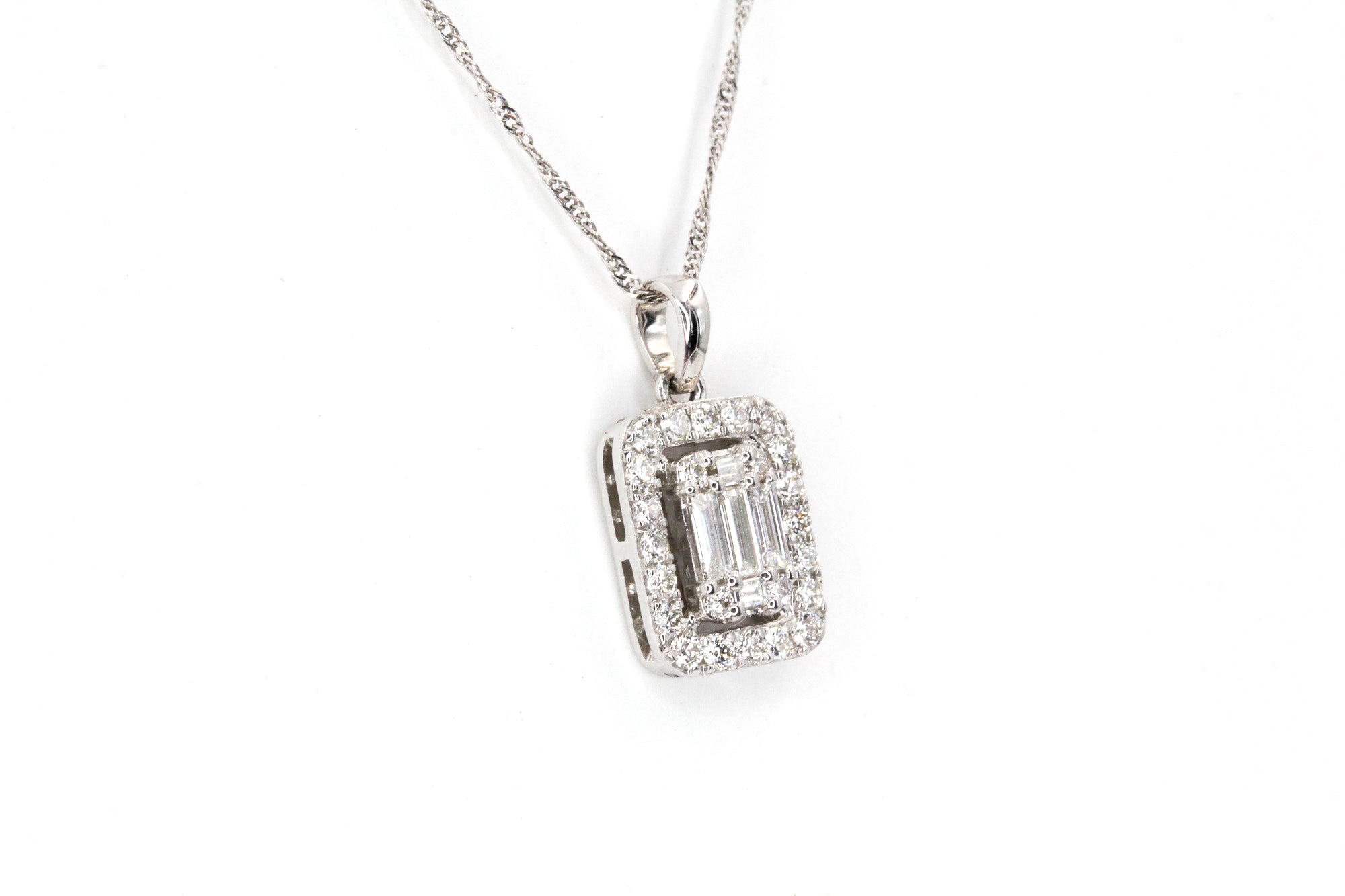 Diamond Pendant Necklace - 14k White Gold - 0.47ctw