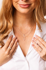 Diamond Pendant Layered Necklace - 14k White Gold - 0.25ctw