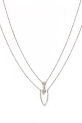 Diamond Pendant Layered Necklace - 14k White Gold - 0.25ctw