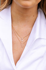 Diamond Pendant Layered Necklace - 14k Rose Gold - 0.25ctw