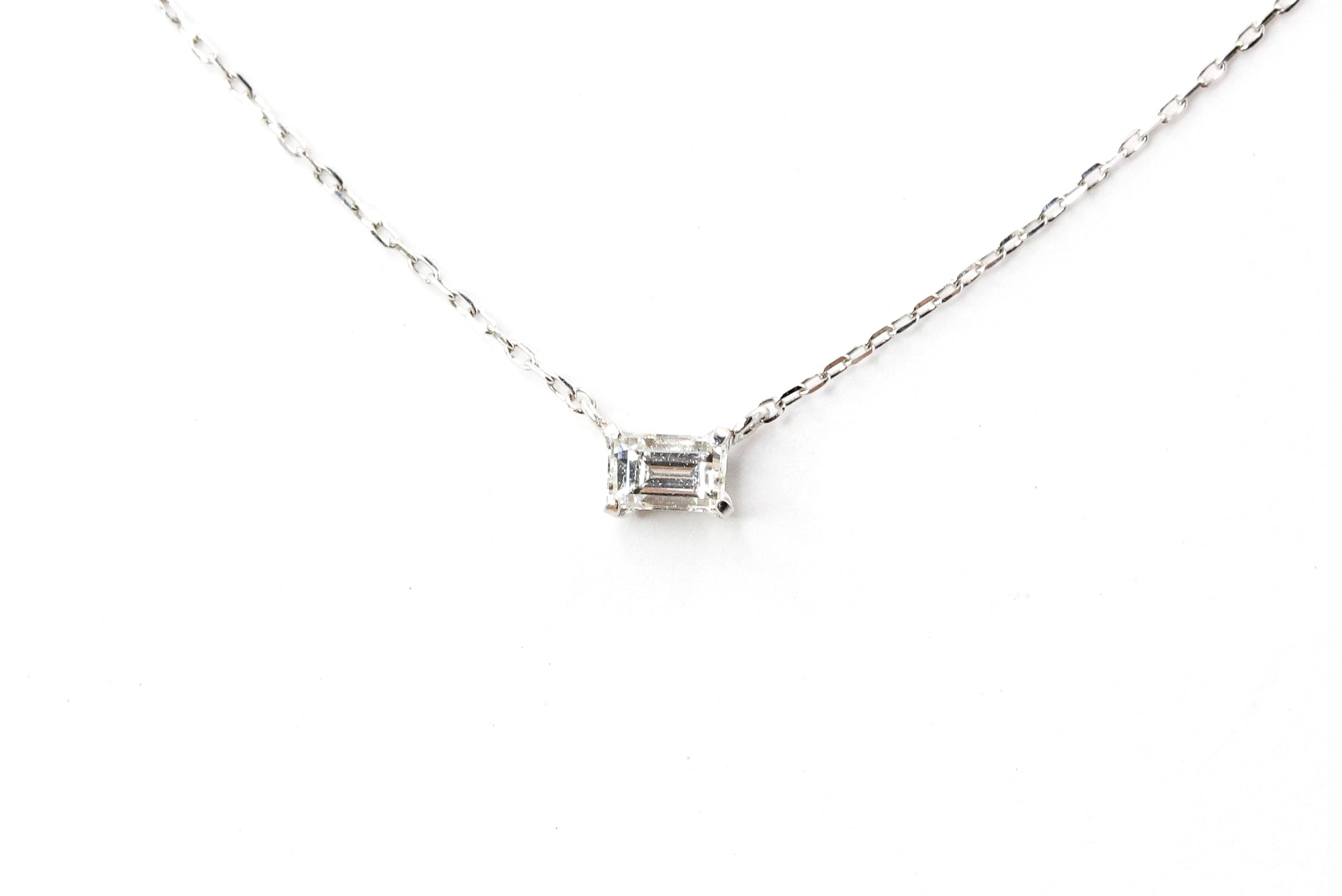 Diamond Solitaire Necklace - 14k White Gold - 0.15ctw
