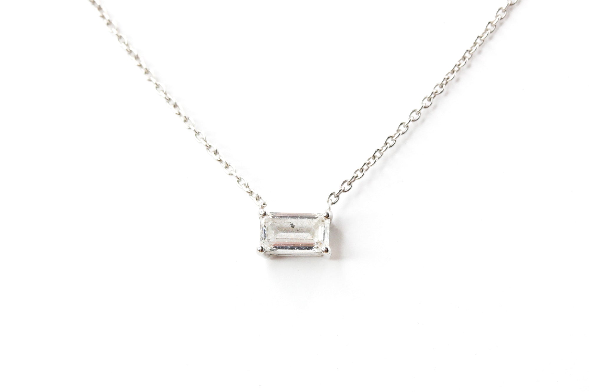 Diamond Solitaire Necklace - 14k White Gold - 0.40ctw