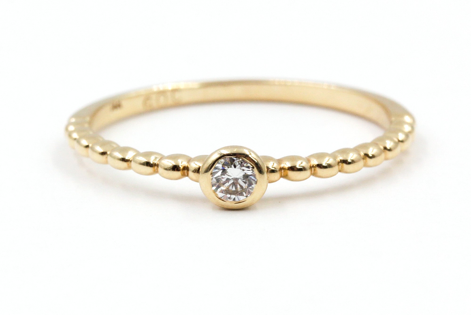 Diamond Solitaire Stackable Ring - 14k Yellow Gold - 0.10ctw