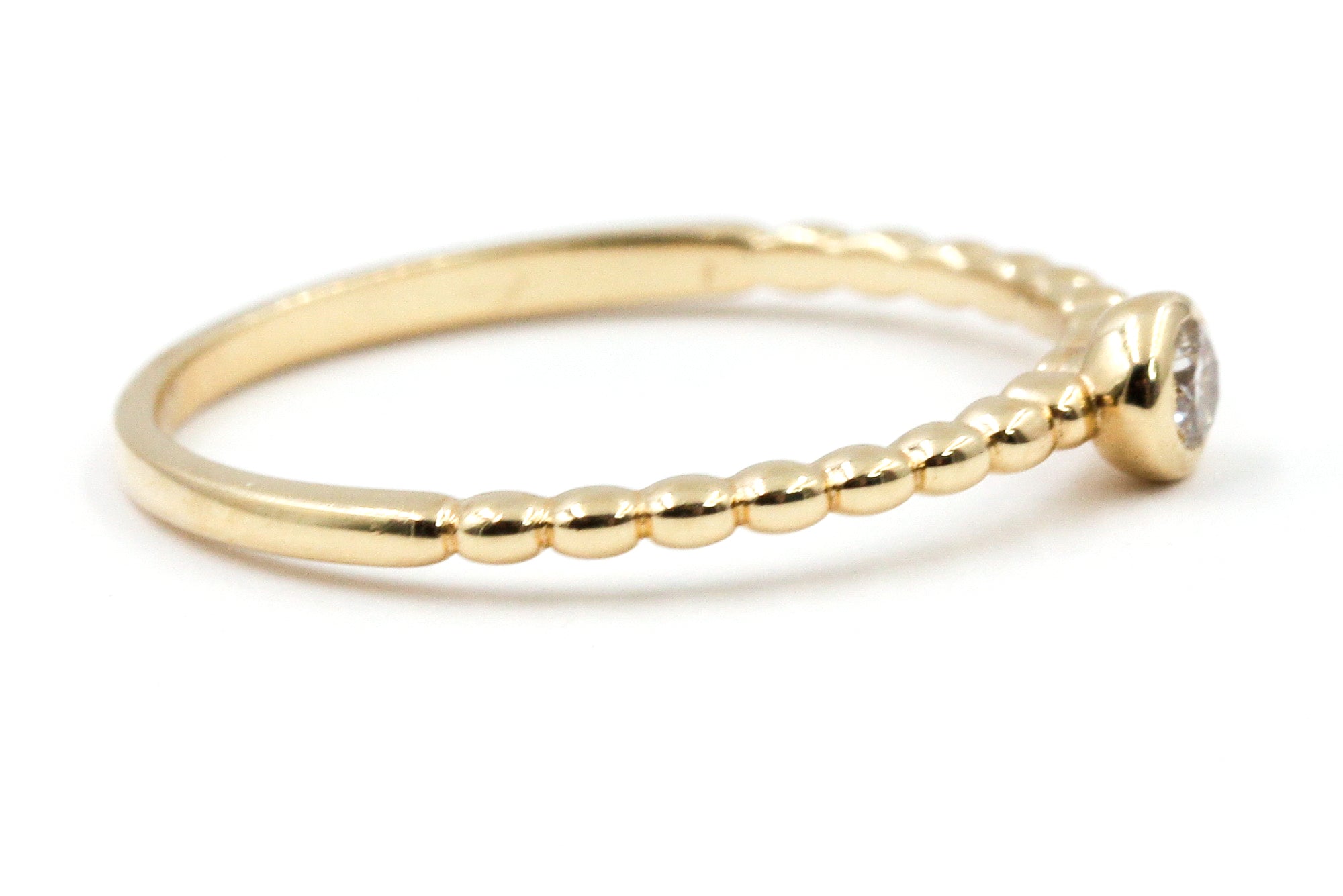 Diamond Solitaire Stackable Ring - 14k Yellow Gold - 0.10ctw