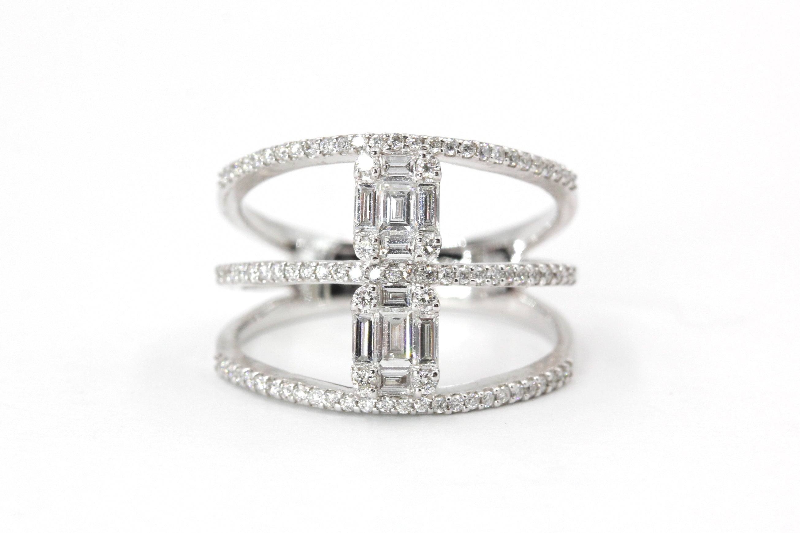 Diamond Stacked Fashion Ring - 14k White Gold - 0.63ctw