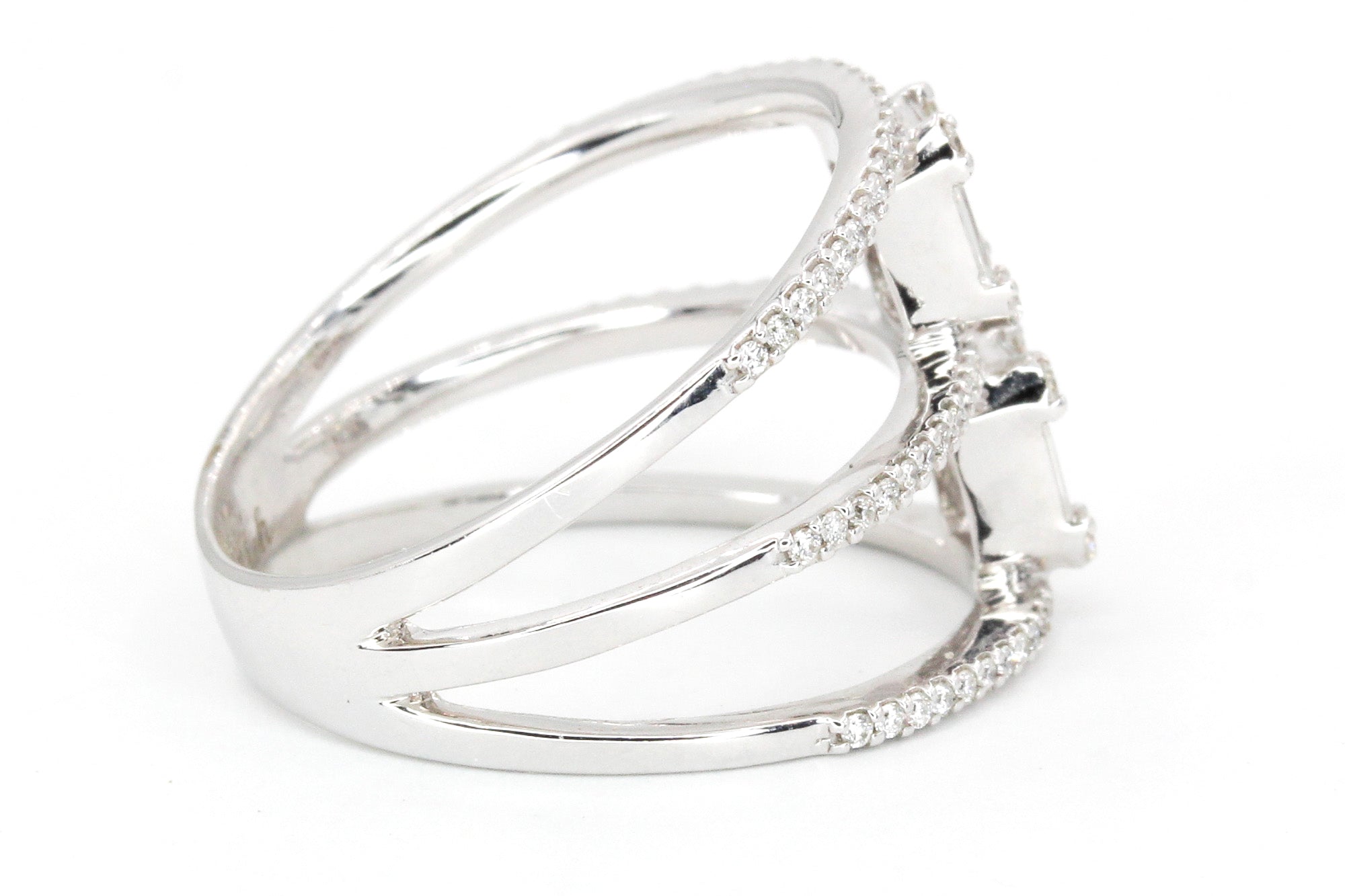 Diamond Stacked Fashion Ring - 14k White Gold - 0.63ctw