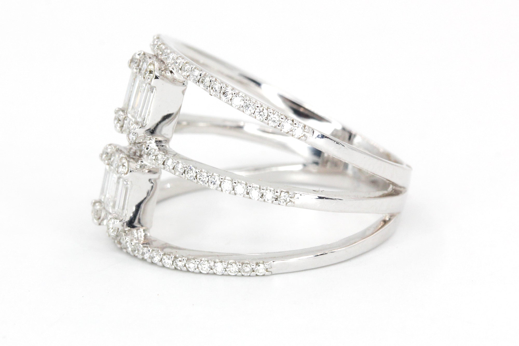 Diamond Stacked Fashion Ring - 14k White Gold - 0.63ctw