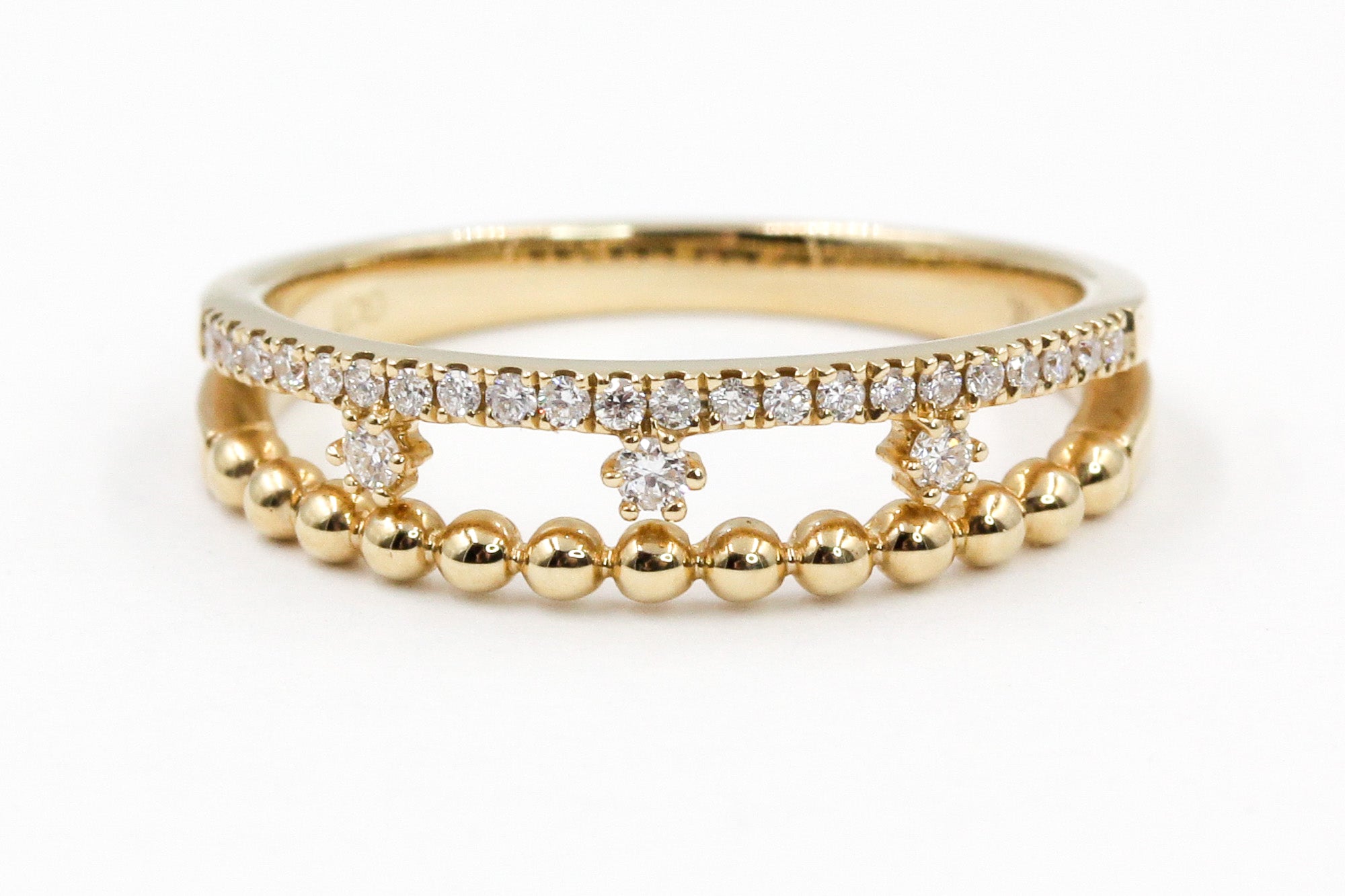 Diamond Stacked Ring - 14k Yellow Gold - 0.16ctw