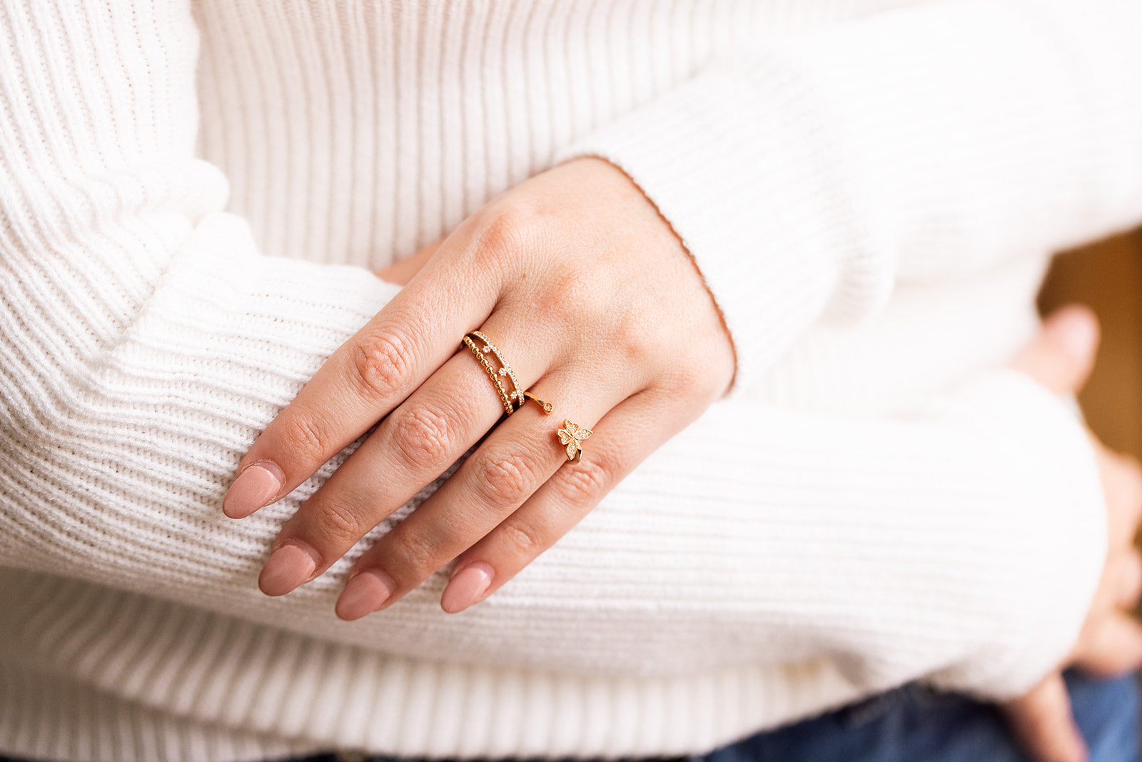 Diamond Stacked Ring - 14k Yellow Gold - 0.16ctw