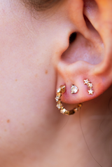 Diamond Star Cluster Stud Earrings - 14k Gold - 0.06ctw