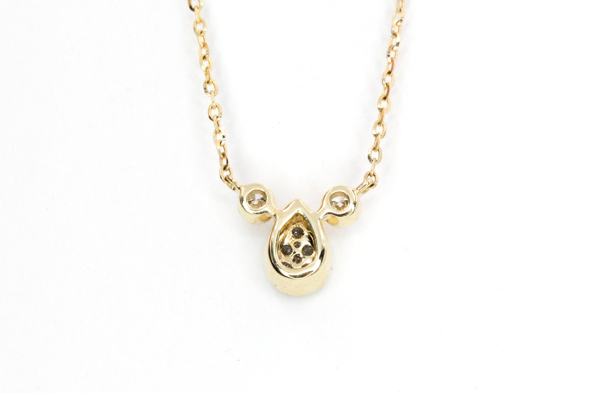 Diamond Teardrop Necklace - 10k Yellow Gold - 0.10ctw