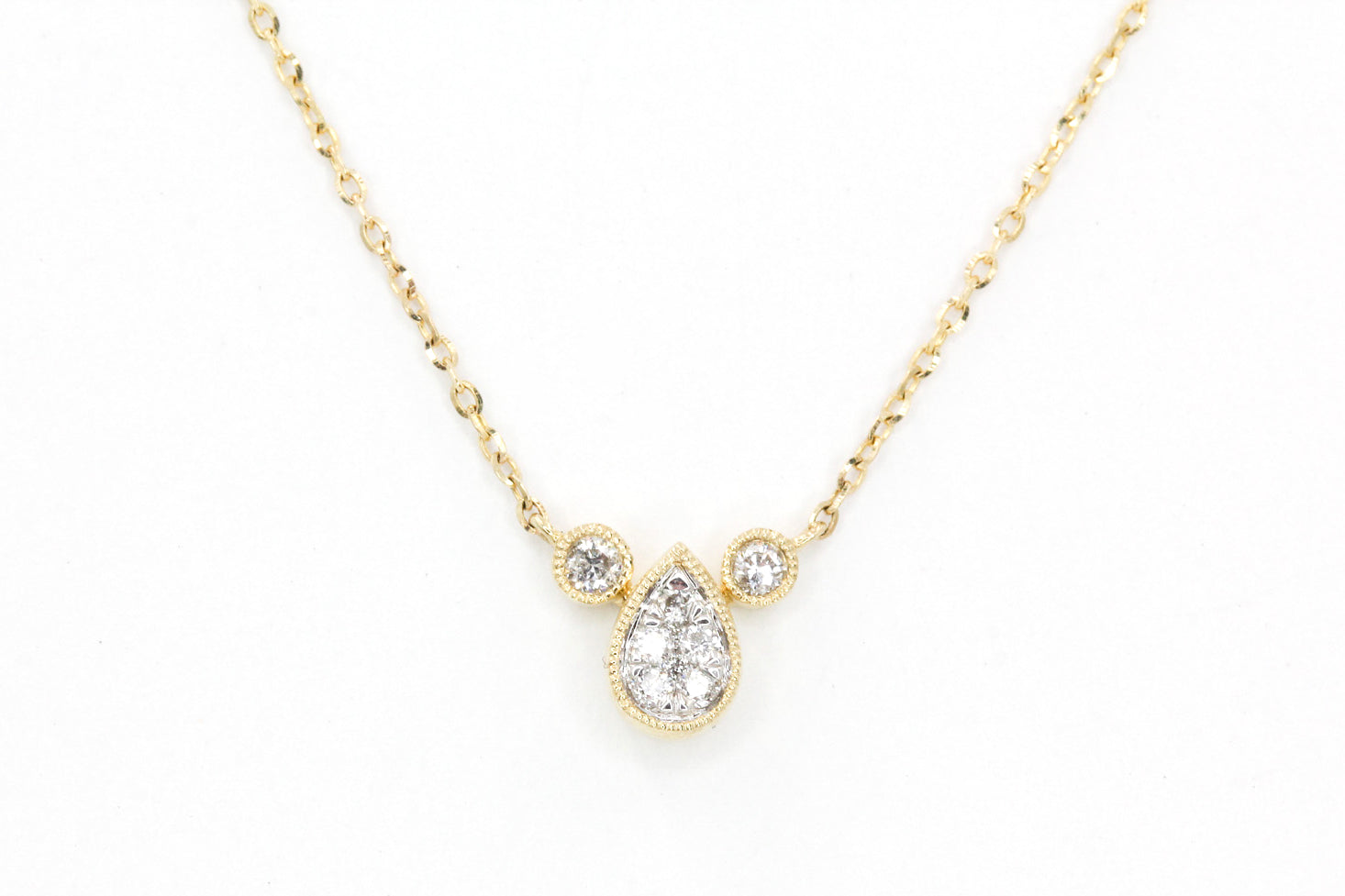 Diamond Teardrop Necklace - 10k Yellow Gold - 0.10ctw