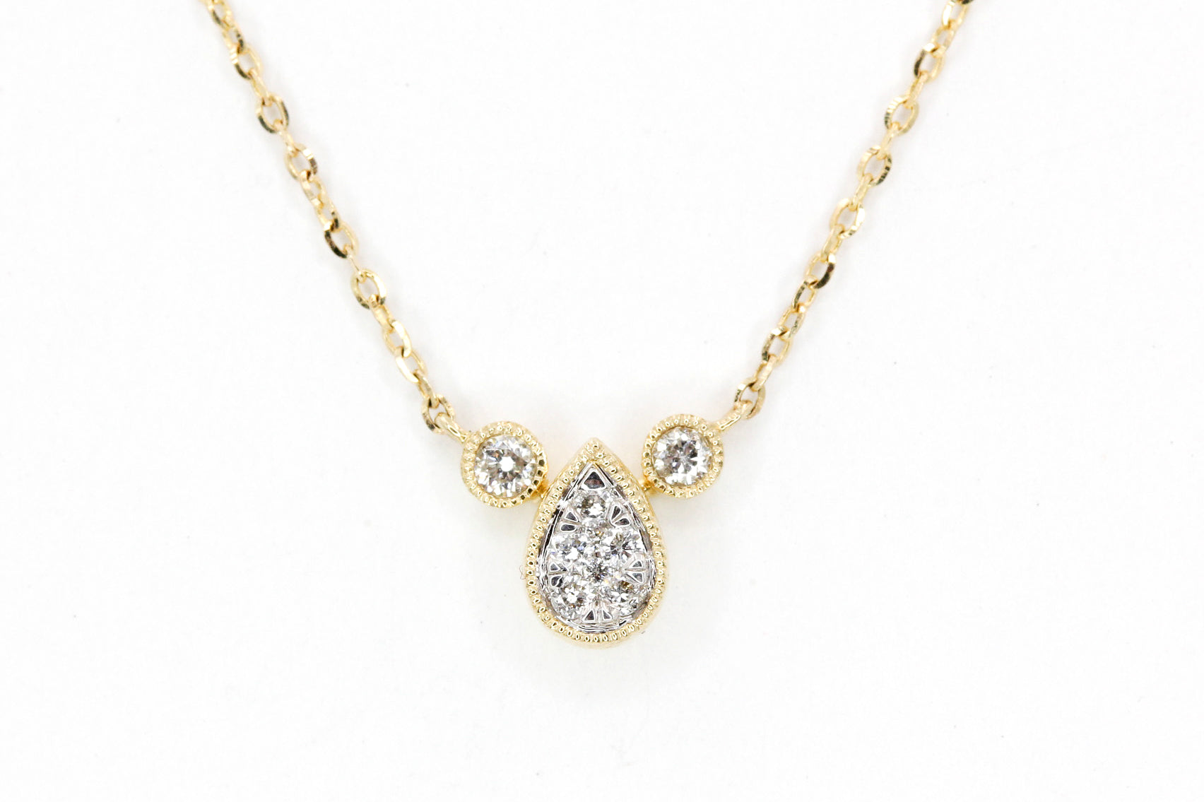 Diamond Teardrop Necklace - 10k Yellow Gold - 0.10ctw