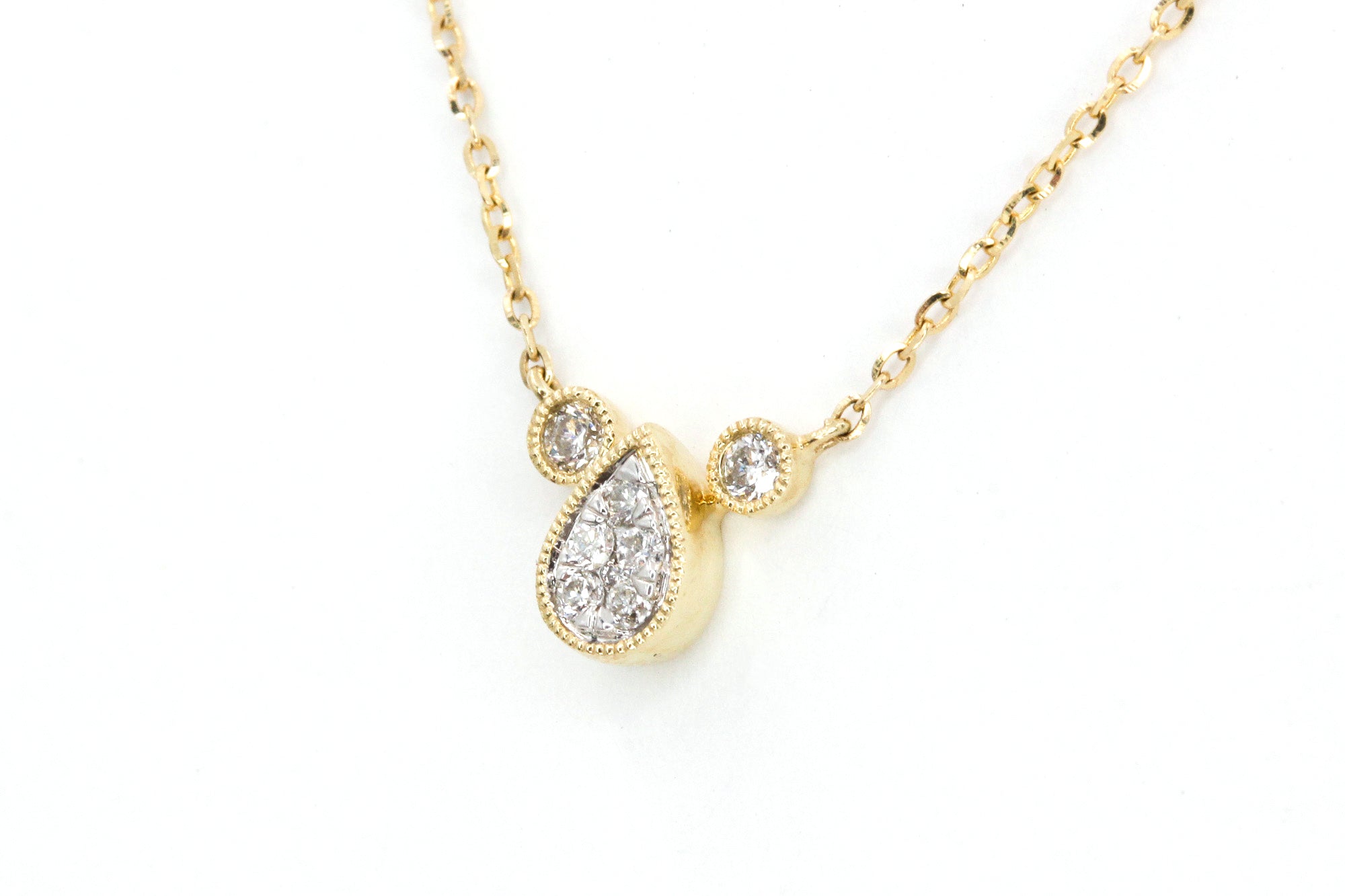Diamond Teardrop Necklace - 10k Yellow Gold - 0.10ctw