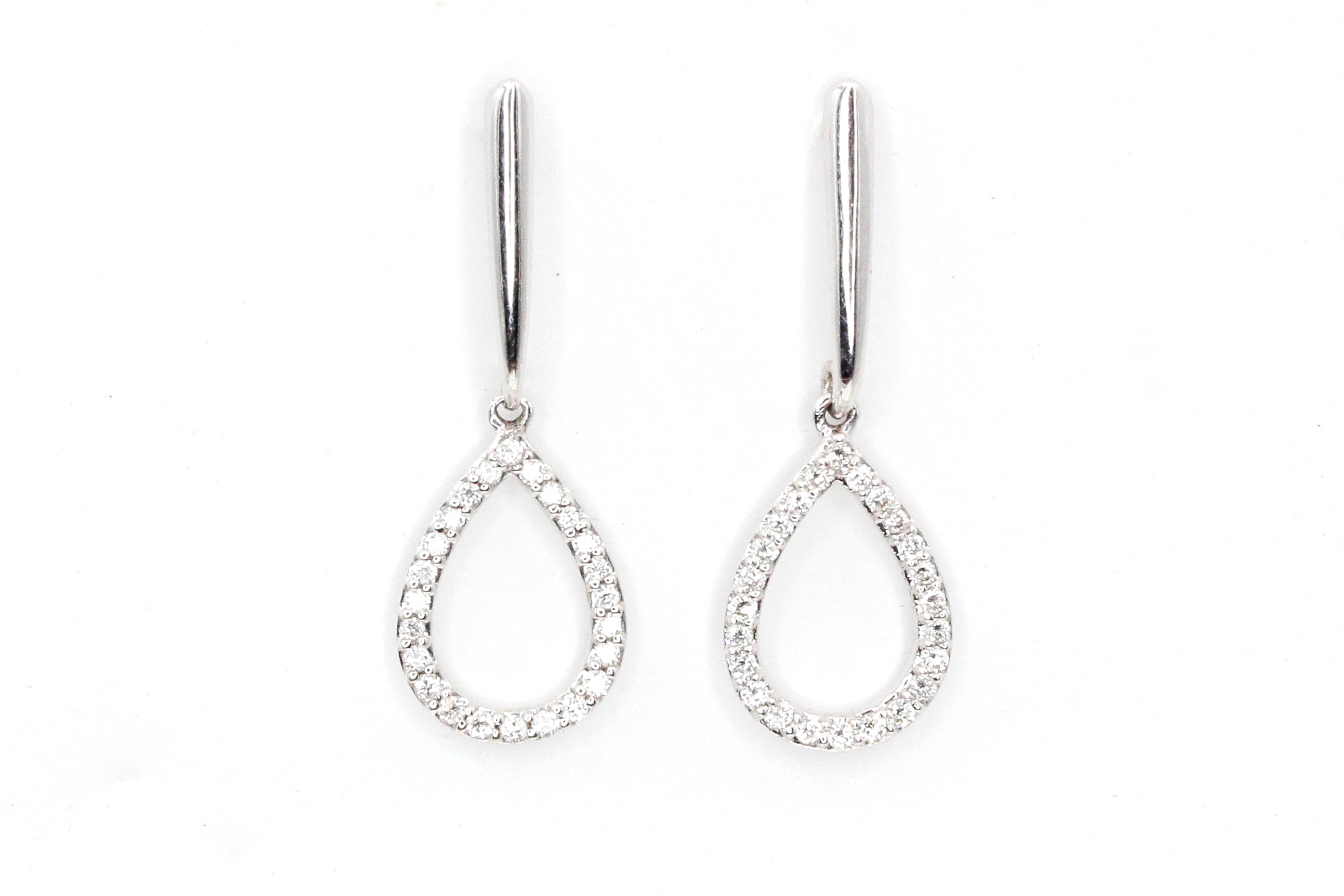 Diamond Teardrop Earrings - 14k White Gold - 0.24ctw