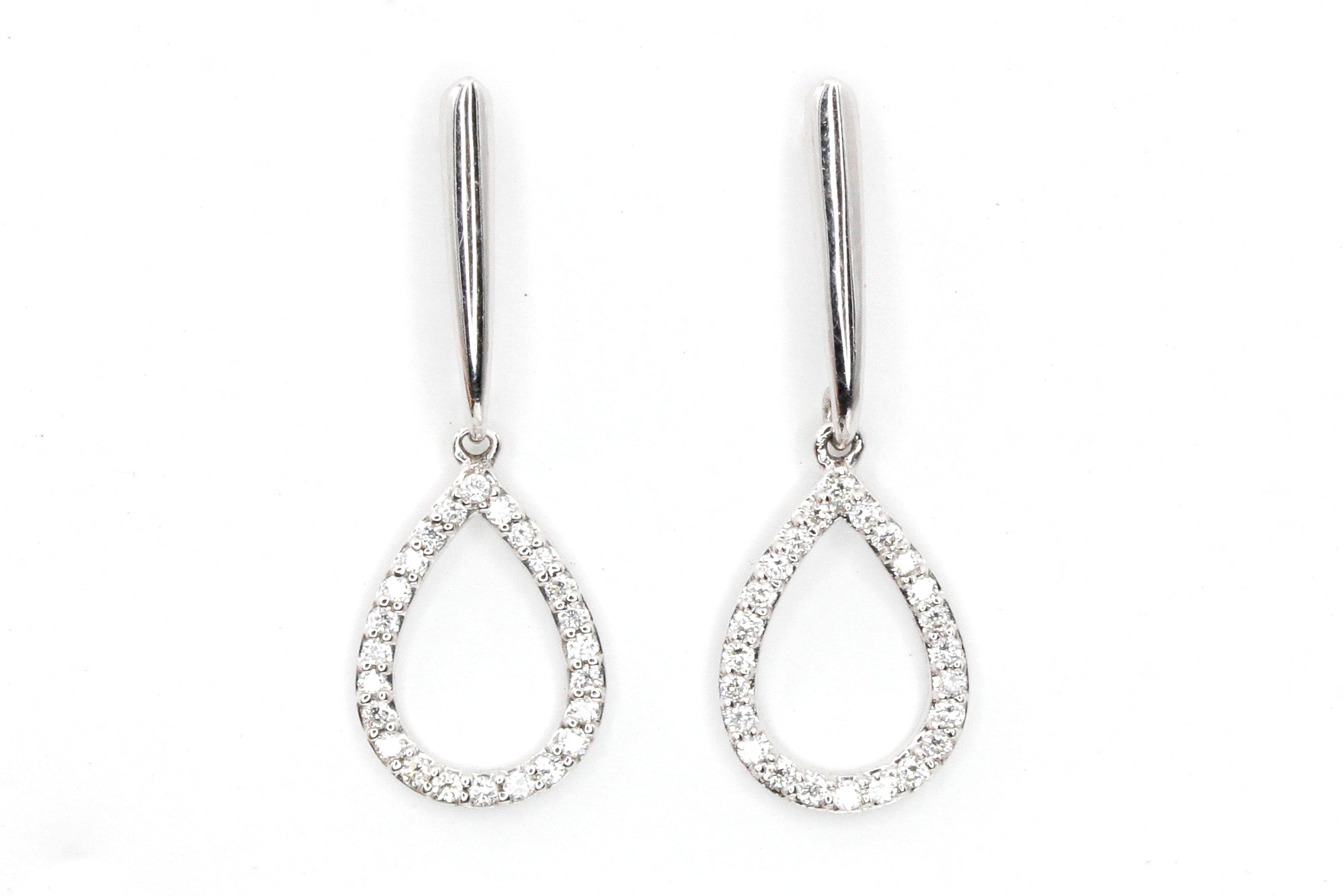 Diamond Teardrop Earrings - 14k White Gold - 0.24ctw