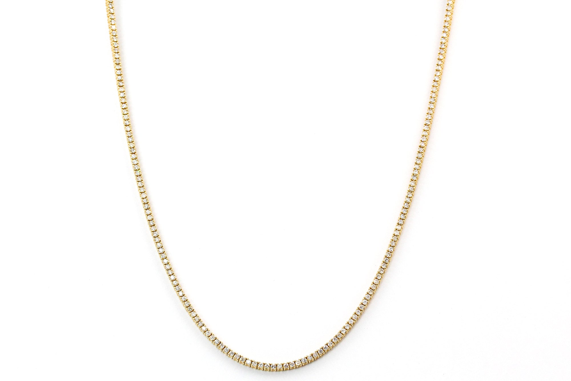 Diamond Tennis Necklace - 14k Yellow Gold - 3.50ctw