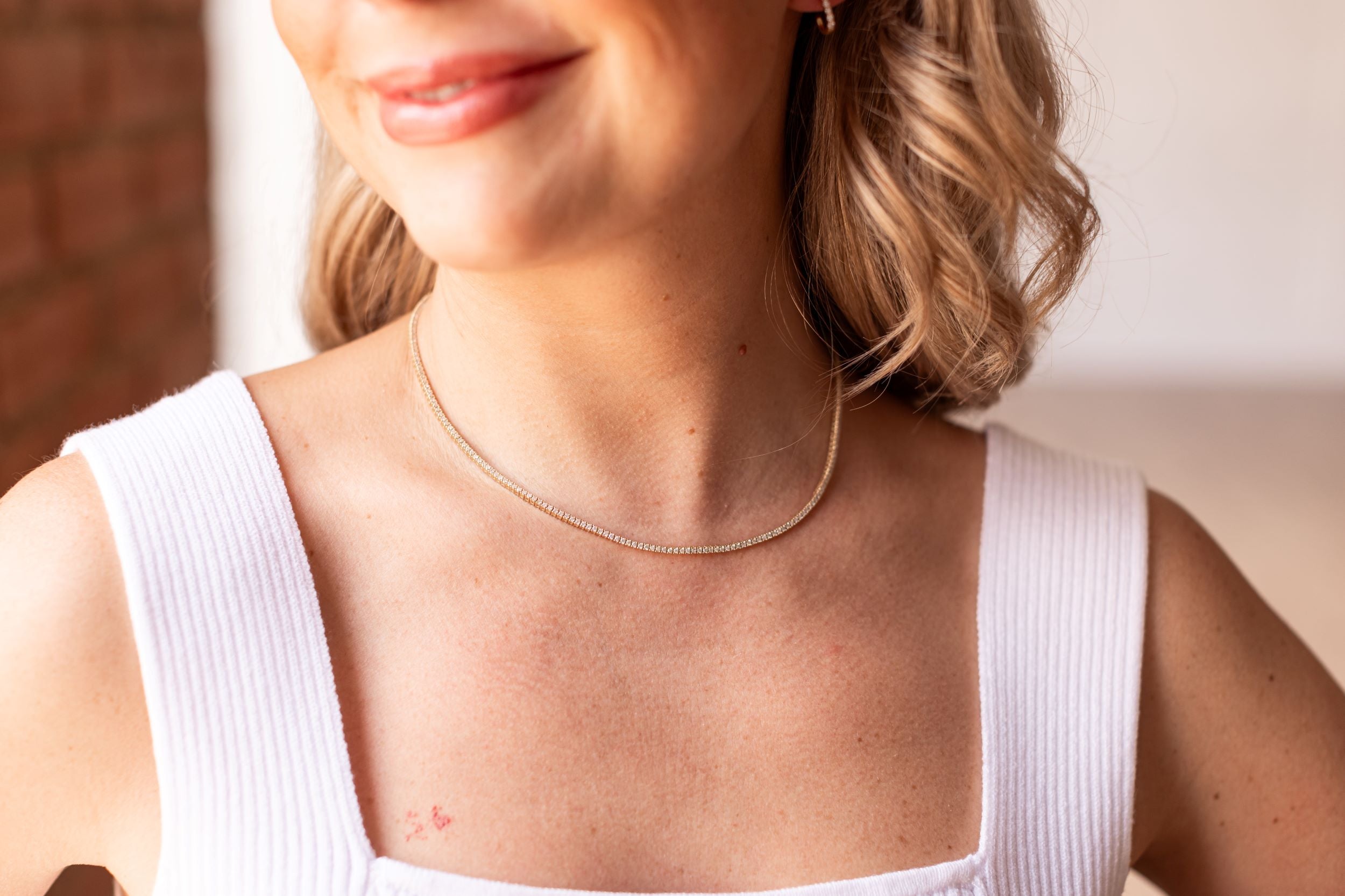 Diamond Tennis Necklace - 14k Yellow Gold - 3.50ctw