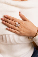 Diamond Tri-Flower Ring - 18k White Gold - 0.88ctw