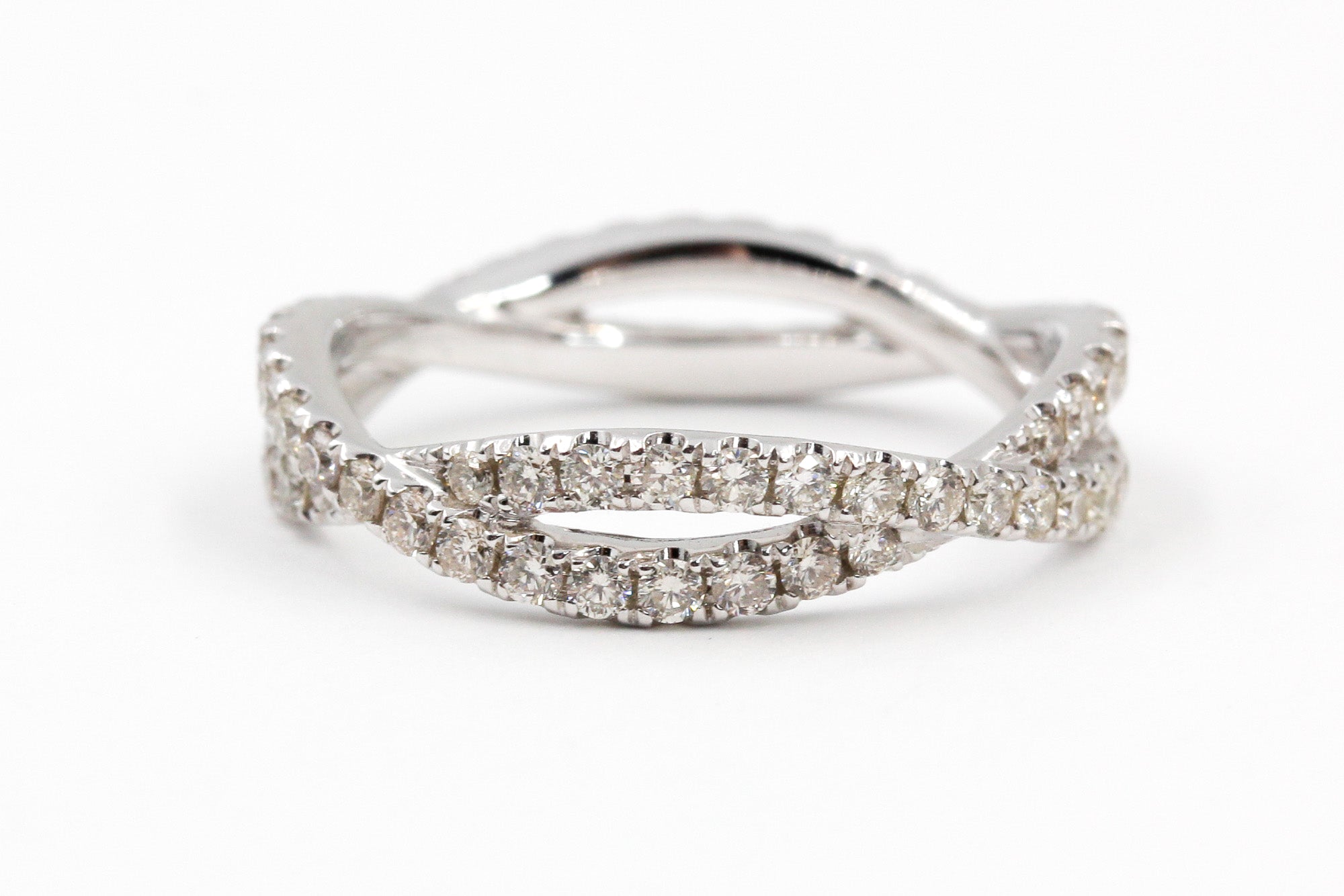 Diamond Twisted Eternity Band Ring - 14k White Gold - 0.99ctw