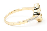 Diamond and Agate Clover Ring - 14k Yellow Gold - 0.09ctw