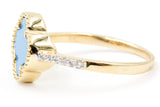 Diamond and Agate Clover Ring - 14k Yellow Gold - 0.09ctw