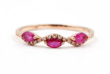 Diamond and Ruby Band Ring - 14k Yellow Gold - 0.55ctw