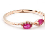 Diamond and Ruby Band Ring - 14k Yellow Gold - 0.55ctw