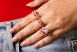 Diamond and Ruby Band Ring - 14k Yellow Gold - 0.55ctw