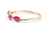 Diamond and Ruby Band Ring - 14k Yellow Gold - 0.55ctw