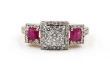 Diamond and Ruby Ring - 10k Yellow Gold - 1.04ctw