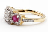 Diamond and Ruby Ring - 10k Yellow Gold - 1.04ctw