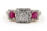 Diamond and Ruby Ring - 10k Yellow Gold - 1.04ctw