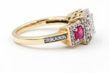 Diamond and Ruby Ring - 10k Yellow Gold - 1.04ctw
