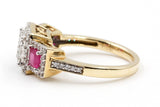 Diamond and Ruby Ring - 10k Yellow Gold - 1.04ctw