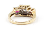 Diamond and Ruby Ring - 10k Yellow Gold - 1.04ctw